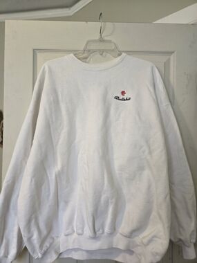 White Embroidered Crewneck Sweatshirt - Men's Sweater